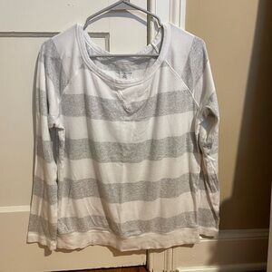 The Limited Long Sleeve Gray and White Tee